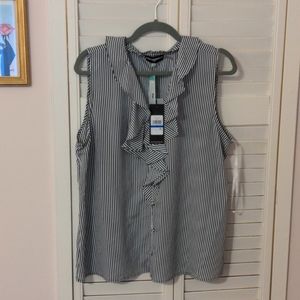 Karl Lagerfeld Navy and White Striped Tank Top